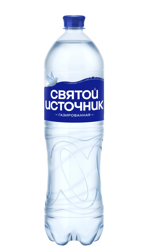 Вода "Святой Источник" 1.5 литра, газ, пэт, 6 шт. в уп.